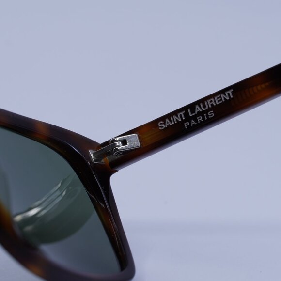Saint Laurent SL339 003 Sunglasses Havana Rectangle Frame, Green Lenses - Picture 7 of 9